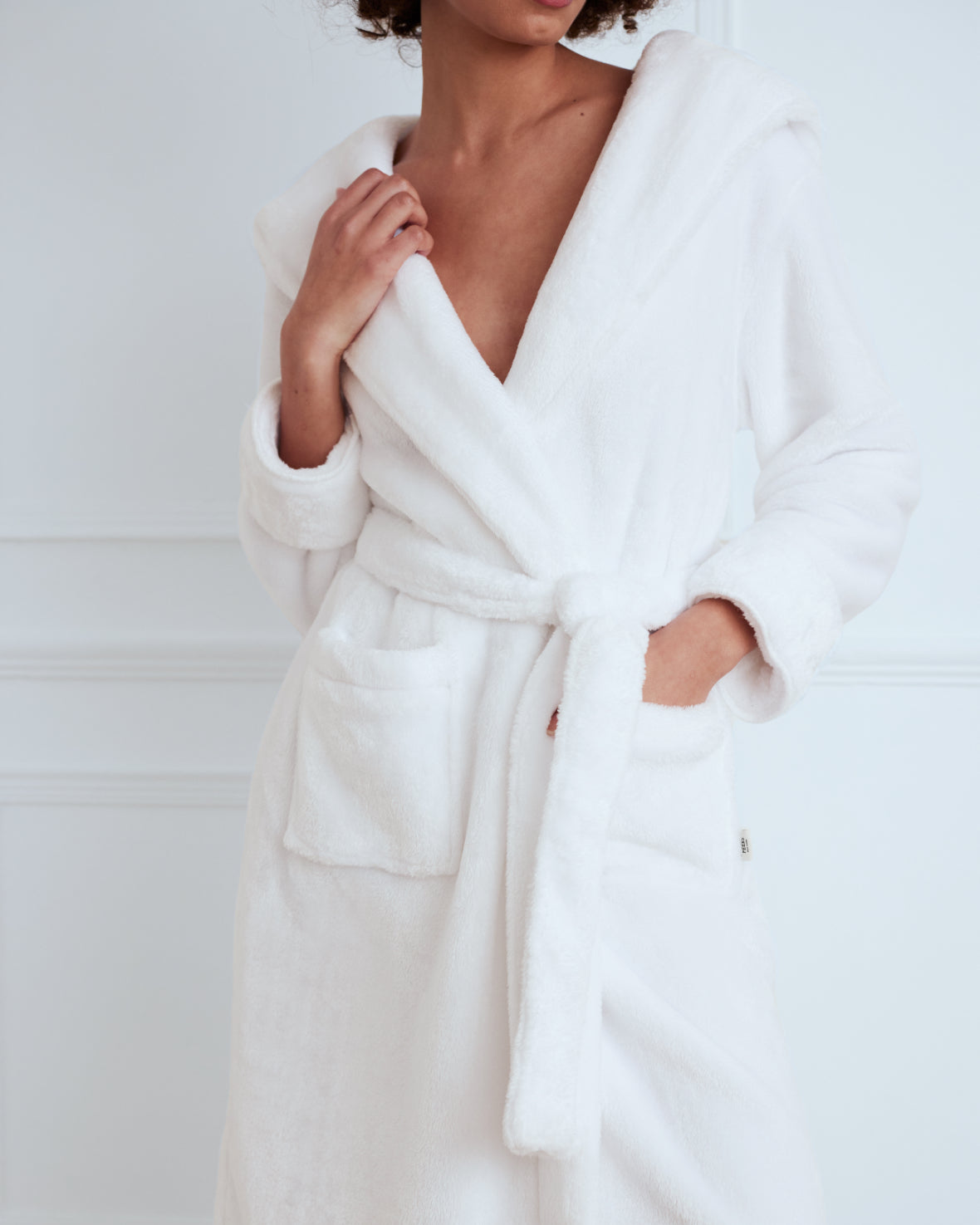 Fleece Dressing Gown - White