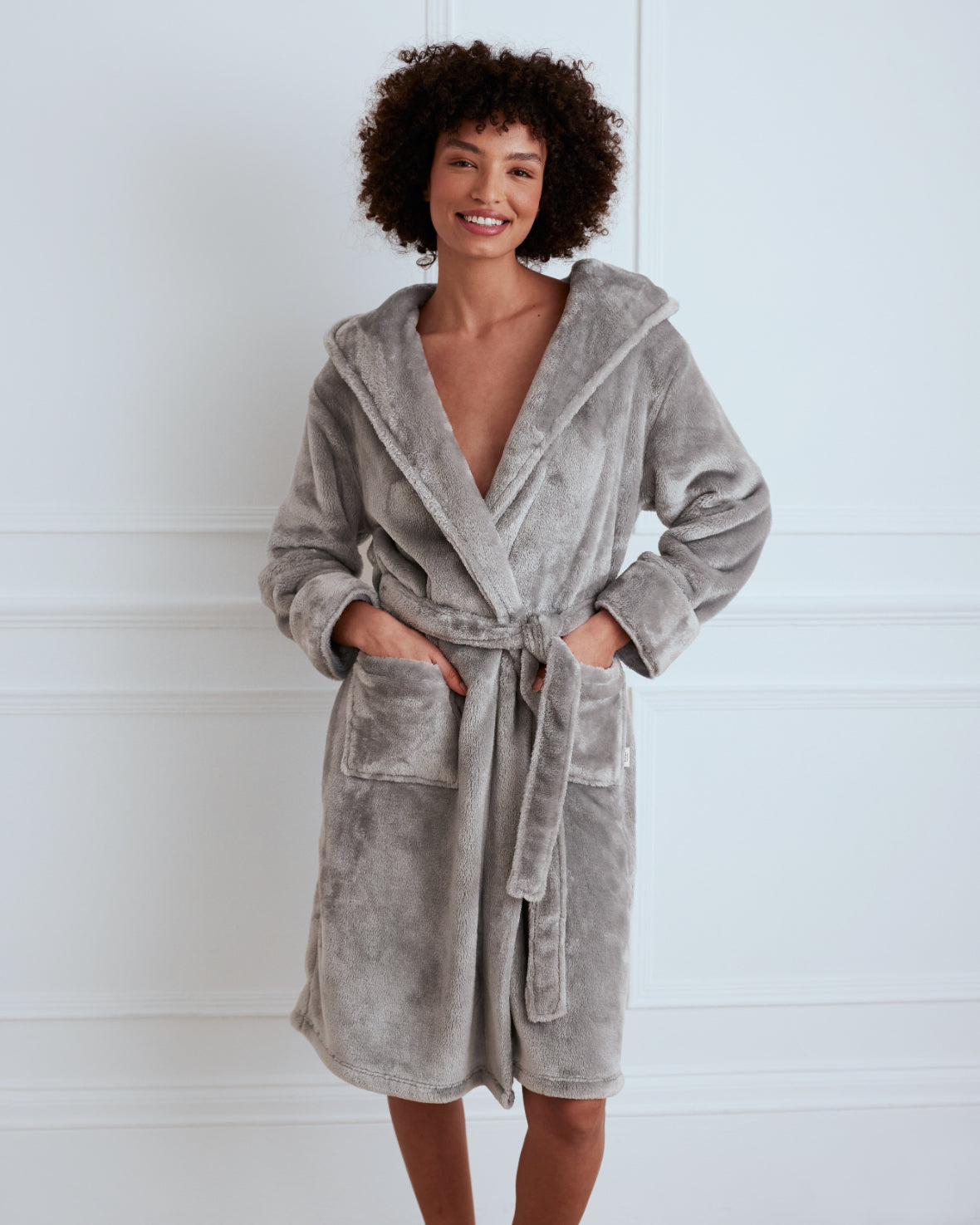 Fleece Dressing Gown - Grey