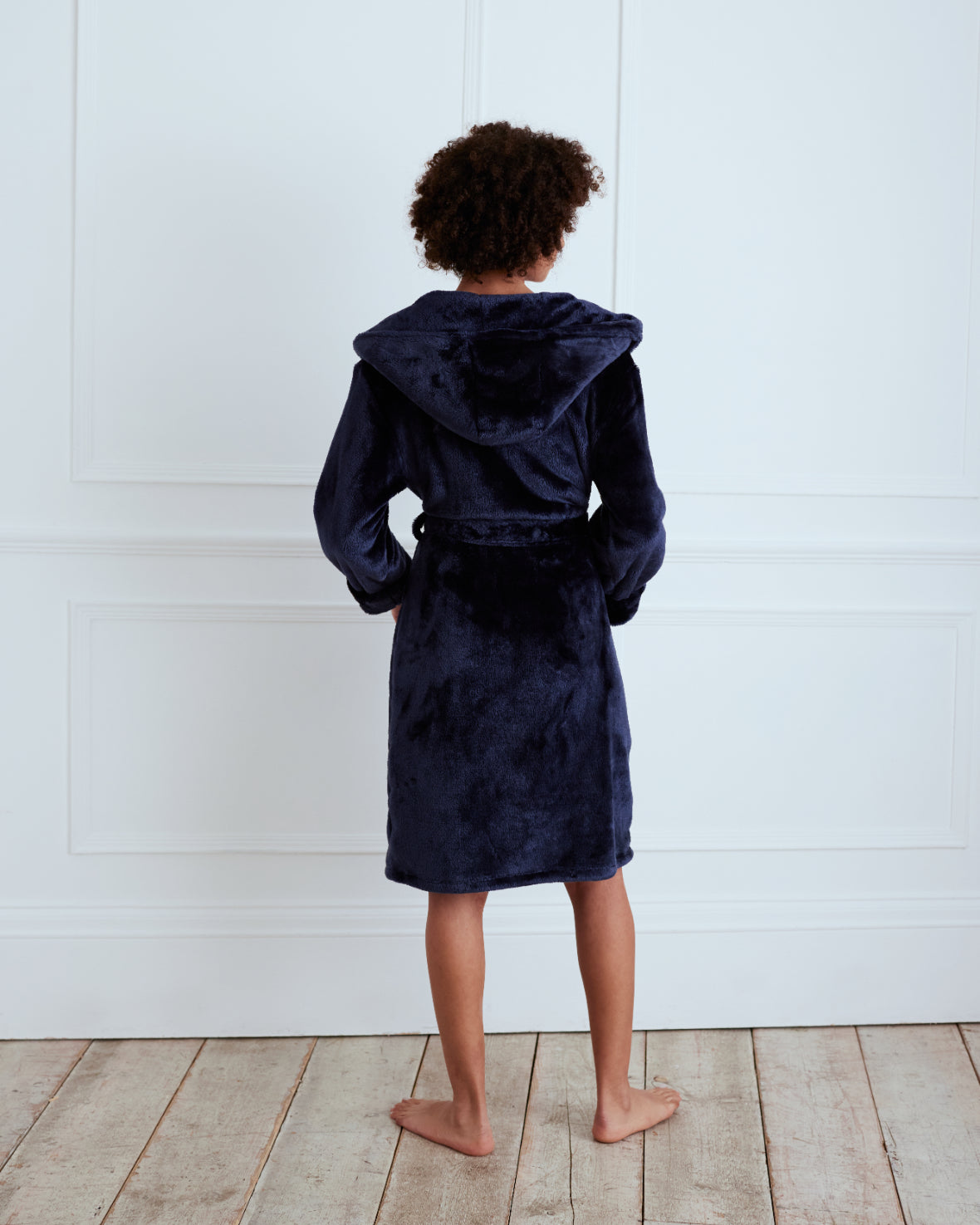 Fleece Dressing Gown - Navy