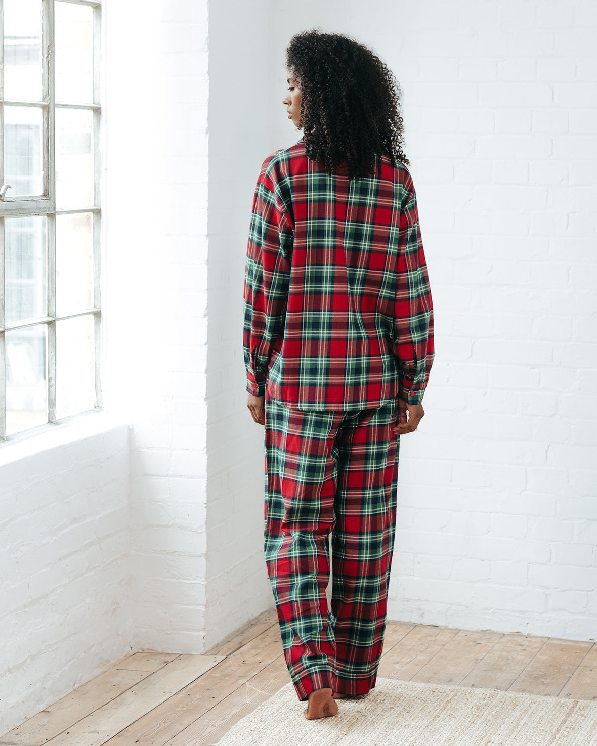 Organic Cotton Brushed Check Long Pyjama Set