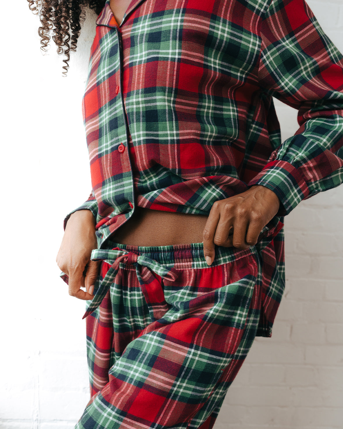 Organic Cotton Brushed Check Long Pyjama Set