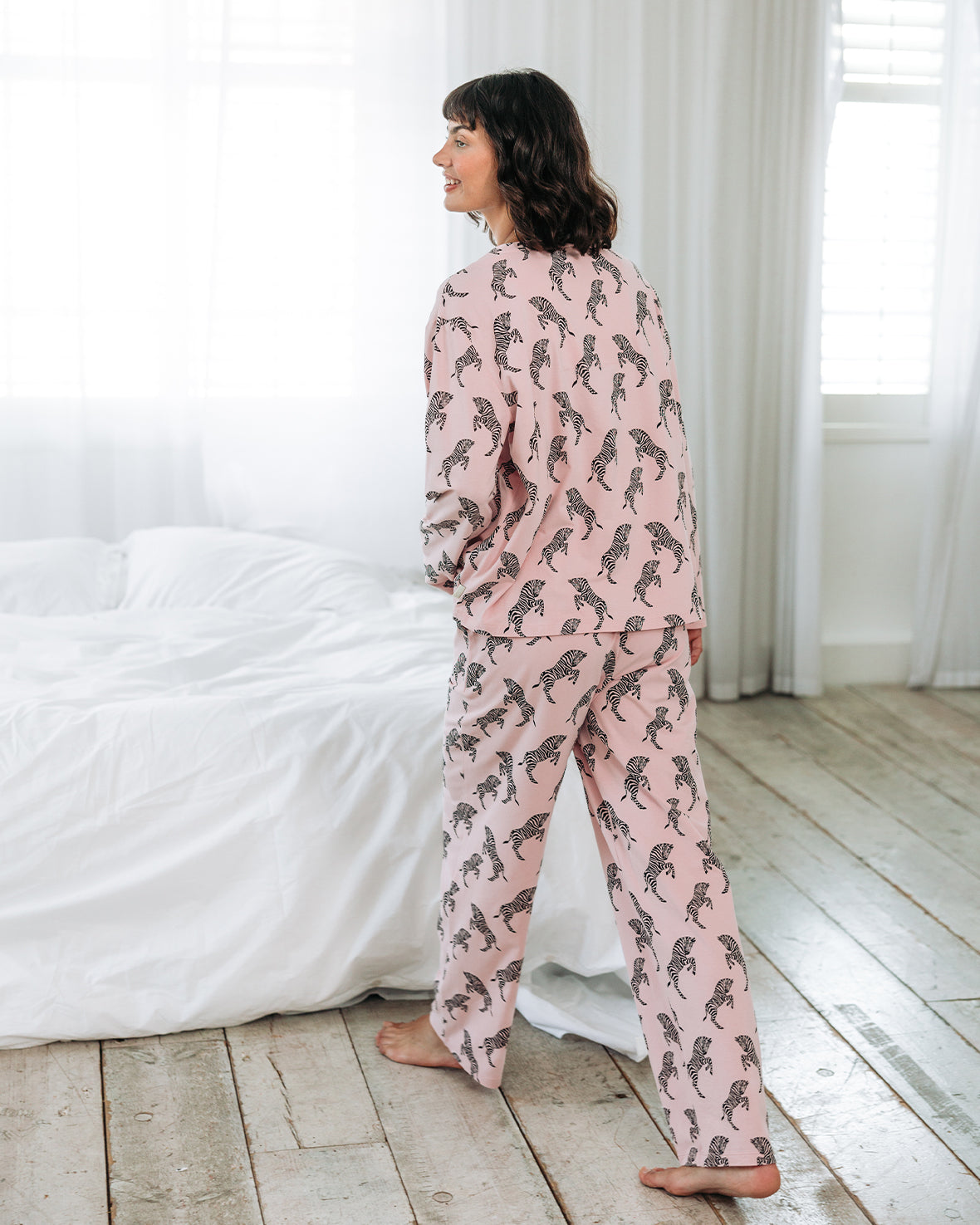 Organic Cotton Jumping Zebra Print Long Pyjama Set