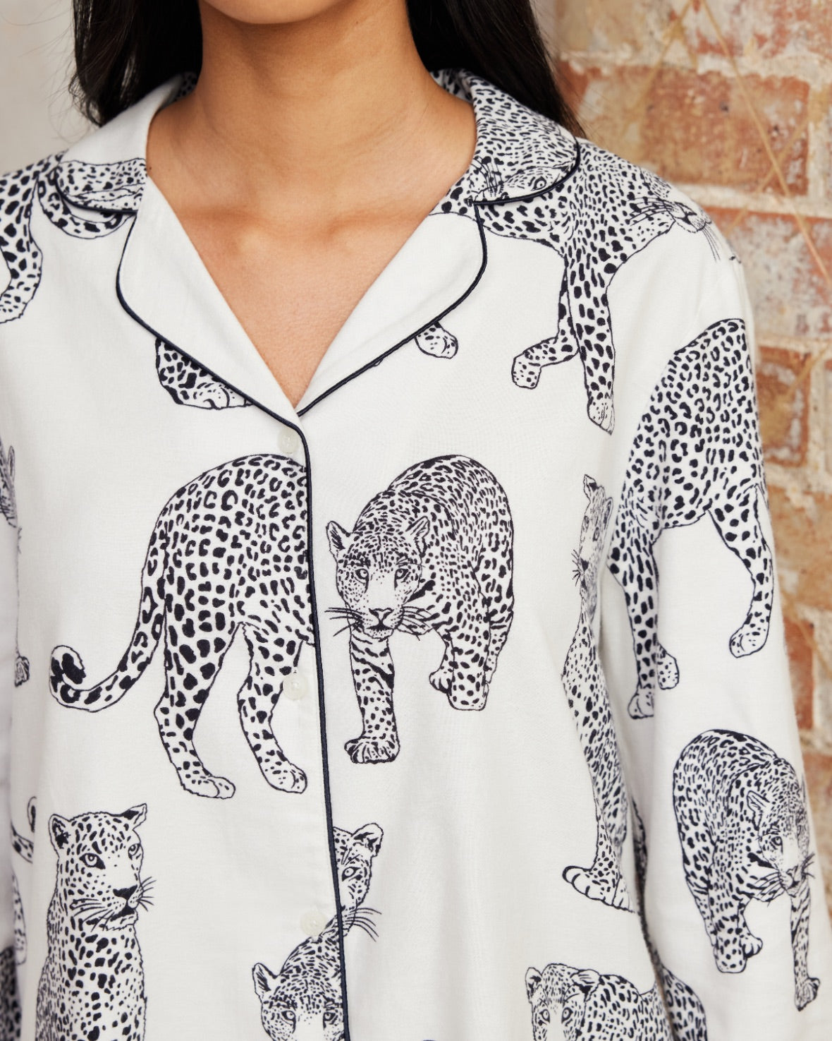 Organic Cotton Leopard Print Nightshirt - Monochrome