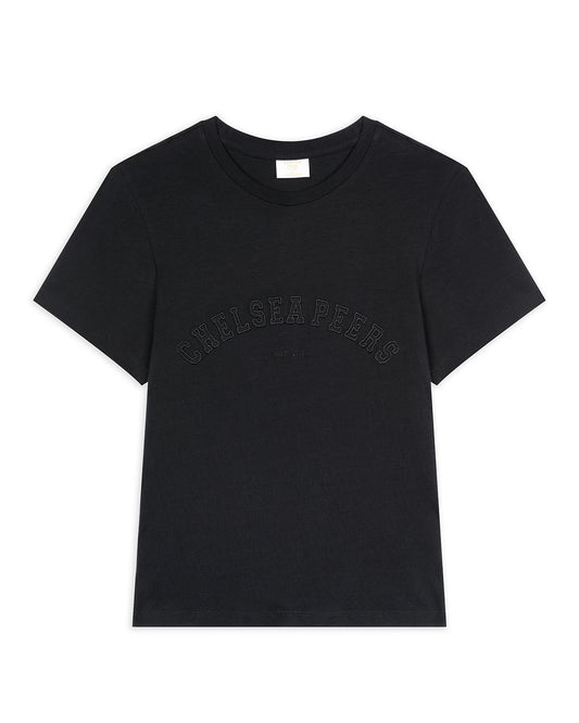 Organic Cotton Embroidered Logo T-Shirt - Black