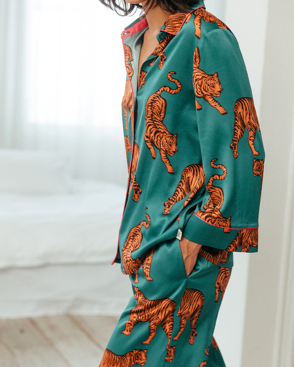 Satin Tiger Print Long Pyjama Set