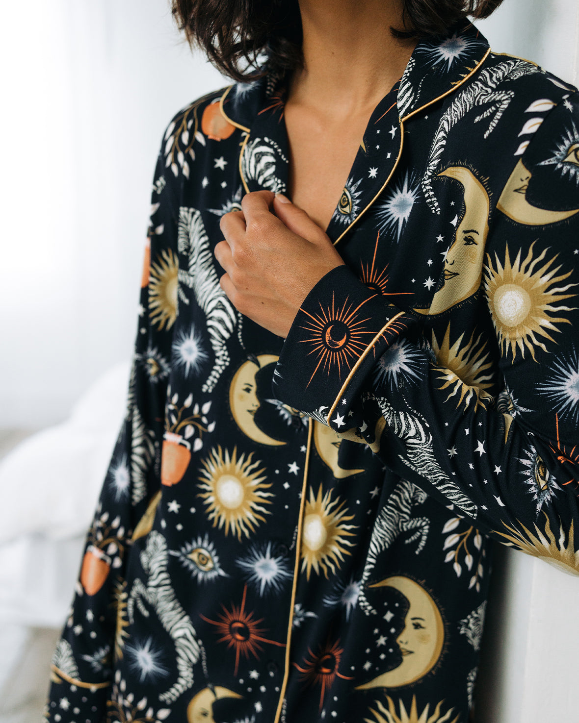 Celestial Zebra Print Button Up Nightshirt