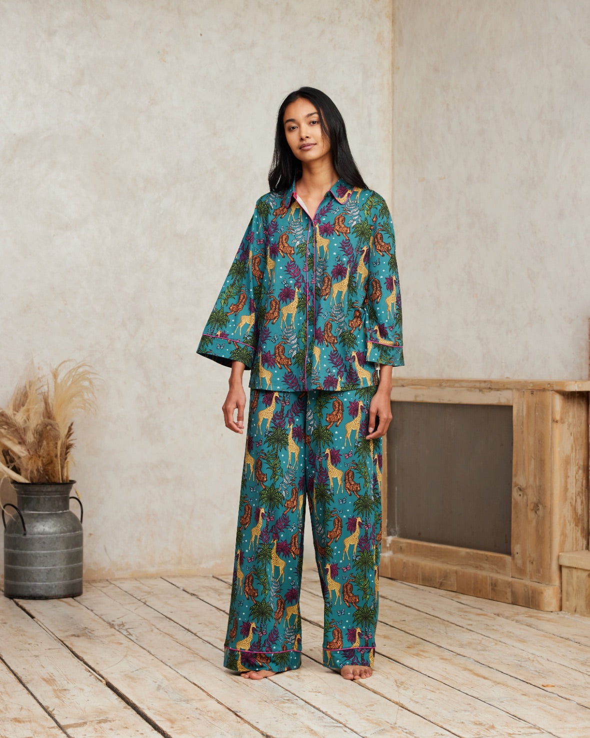 Jungle Nights Print Long Pyjama Set