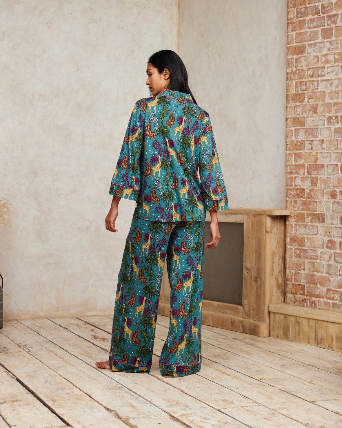 Jungle Nights Print Long Pyjama Set