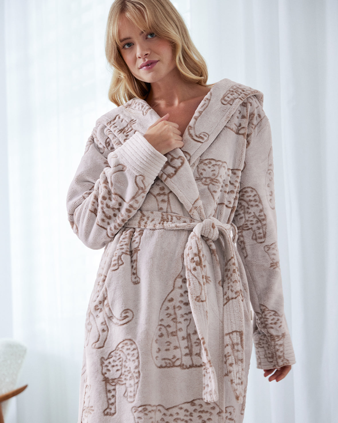 Fleece Burnout Leopard Dressing Gown