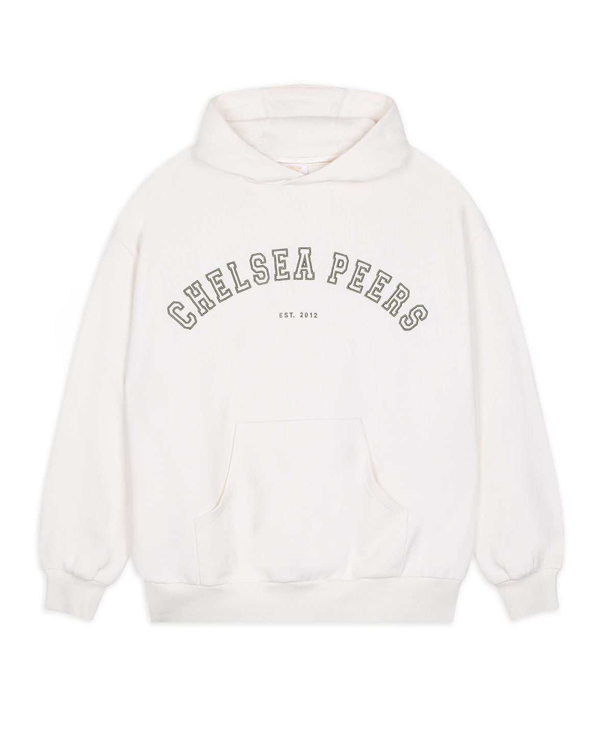 Organic Cotton Embroidered Logo Hoodie - Cream