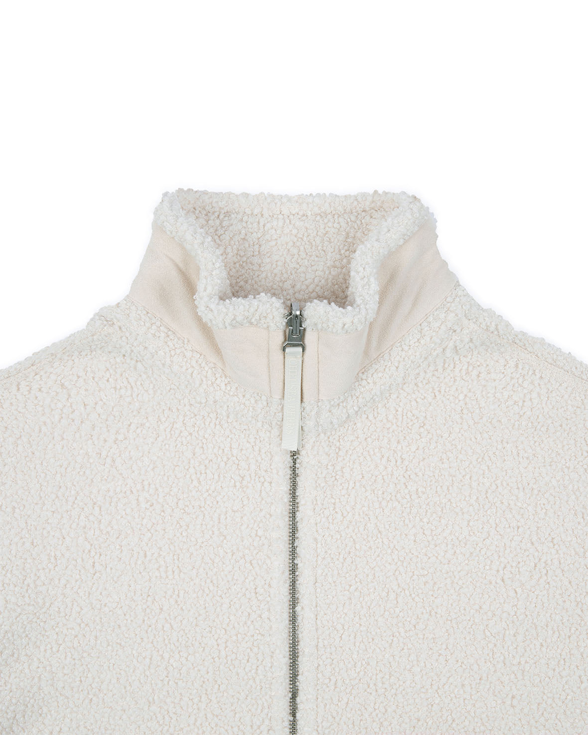 Borg Quarter Zip Funnel Sweatshirt - Cream