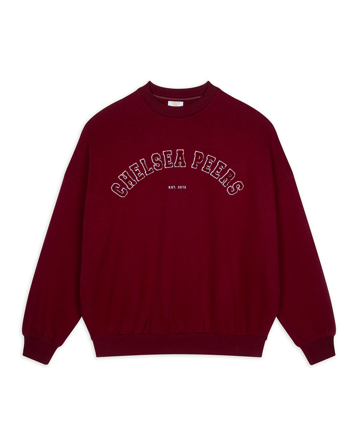 Organic Cotton Embroidered Letterman Logo Sweatshirt - Burgundy