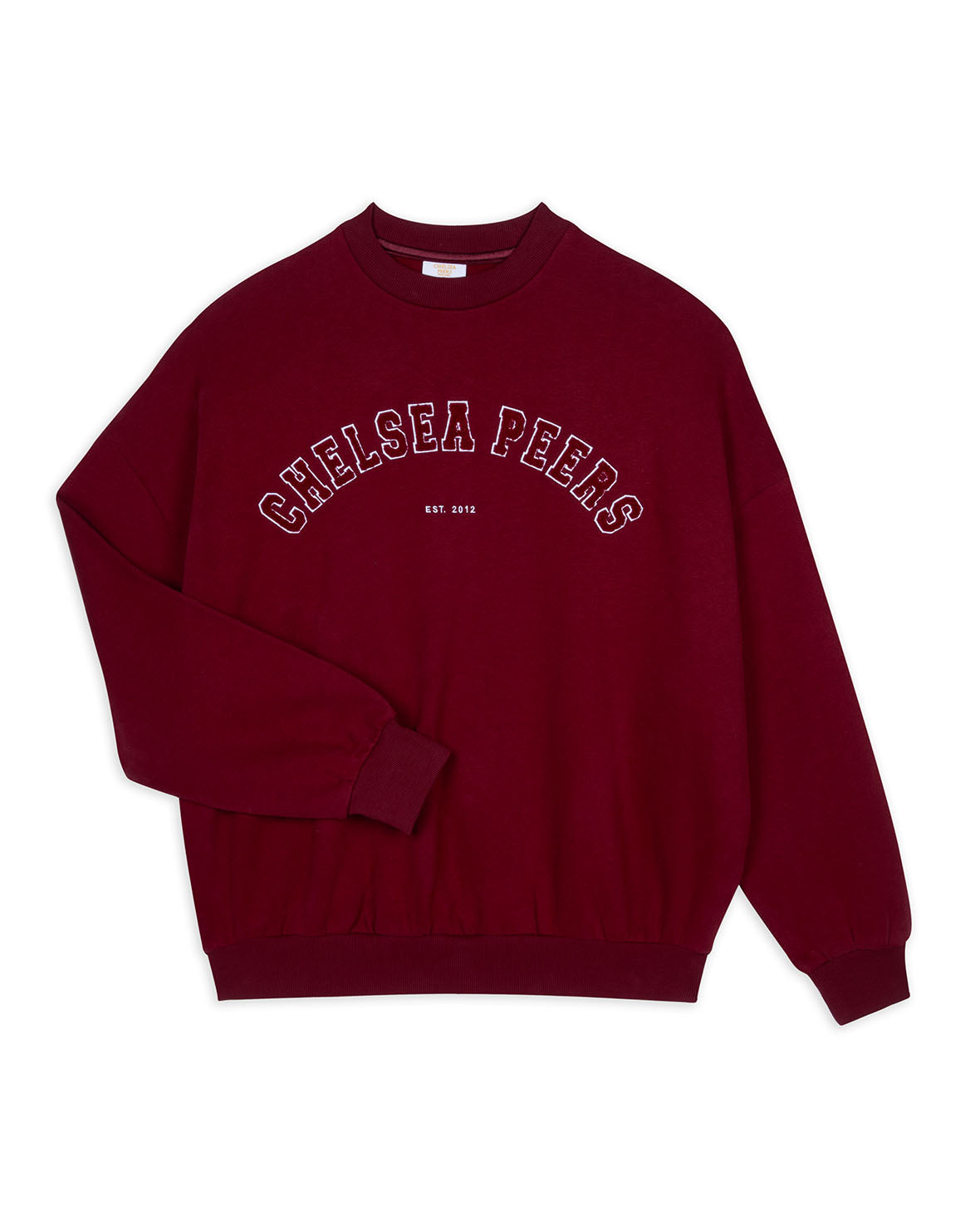 Organic Cotton Embroidered Letterman Logo Sweatshirt - Burgundy