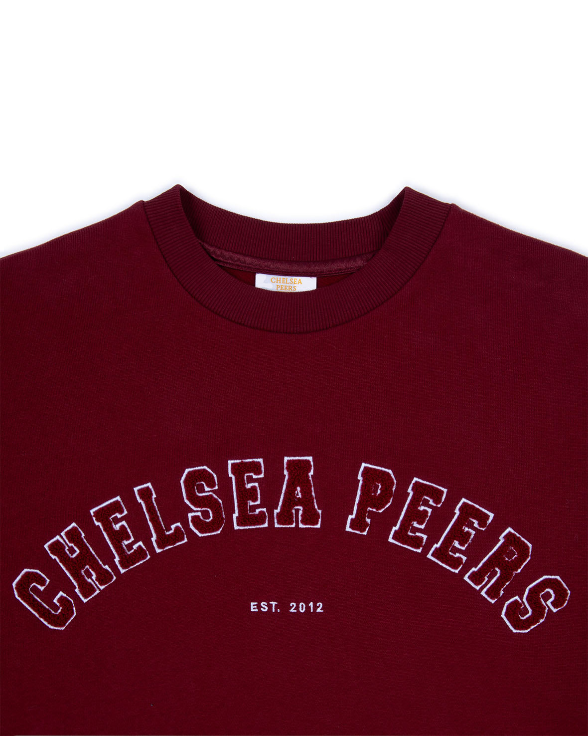 Organic Cotton Embroidered Letterman Logo Sweatshirt - Burgundy