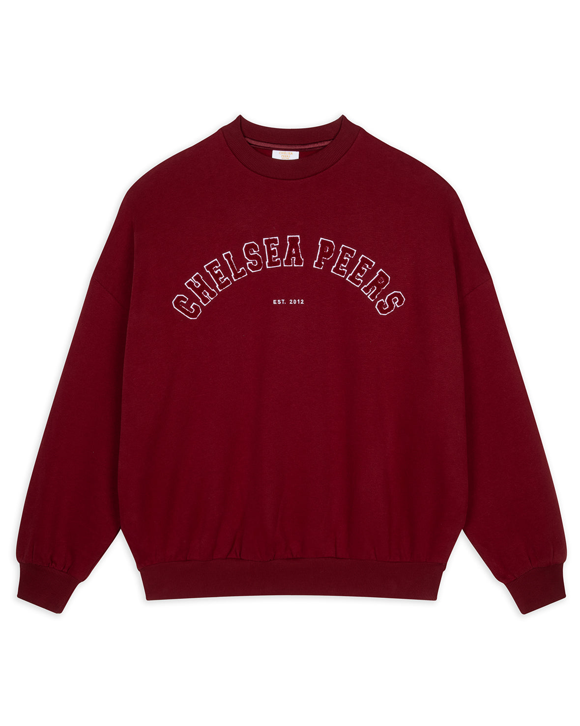 Organic Cotton Embroidered Letterman Logo Sweatshirt - Burgundy