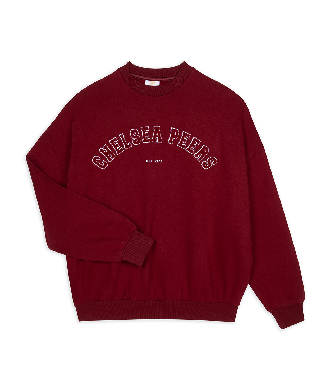 Organic Cotton Embroidered Letterman Logo Sweatshirt - Burgundy