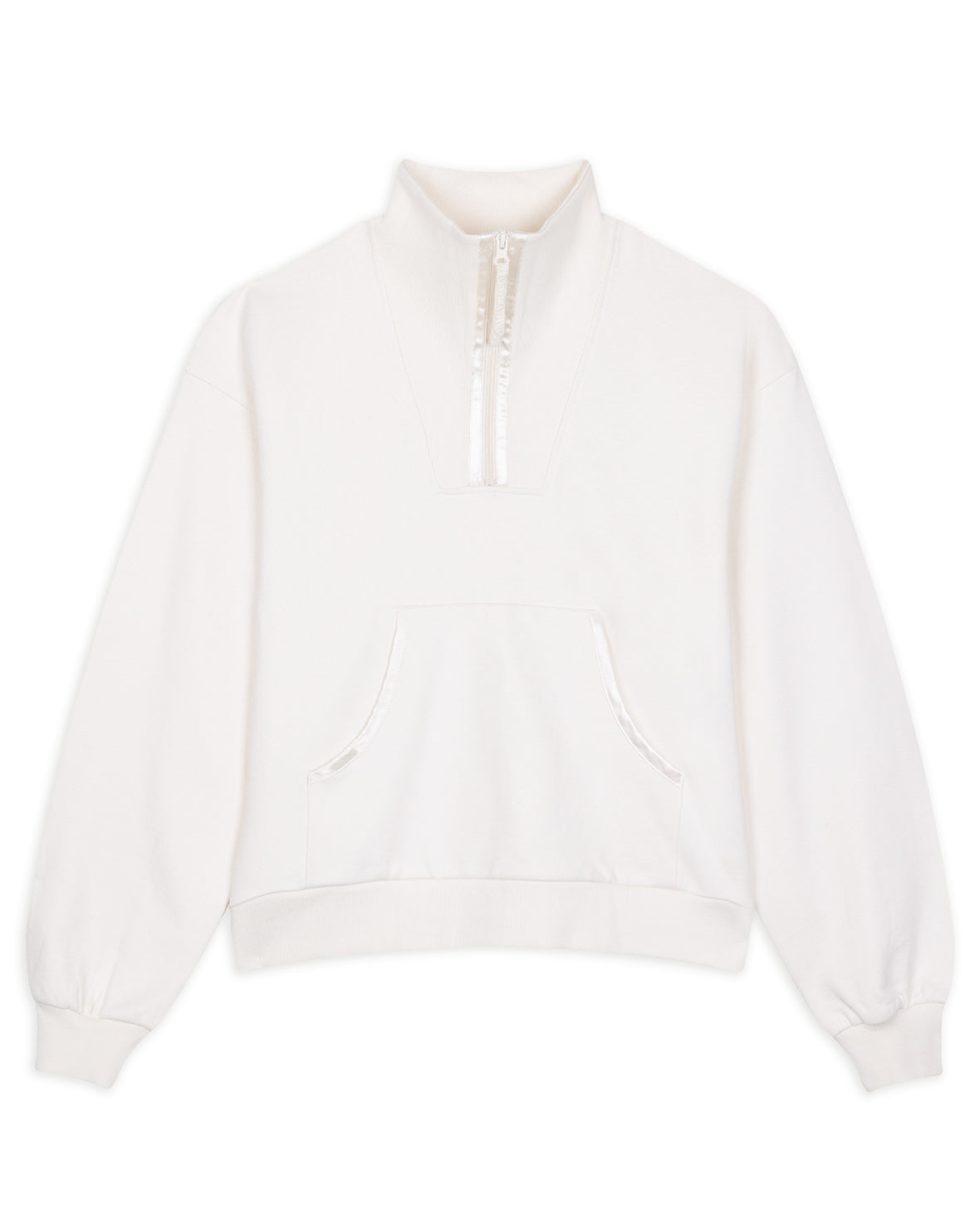 Organic Cotton Quarter Zip Funnel Sweatshirt - Cream