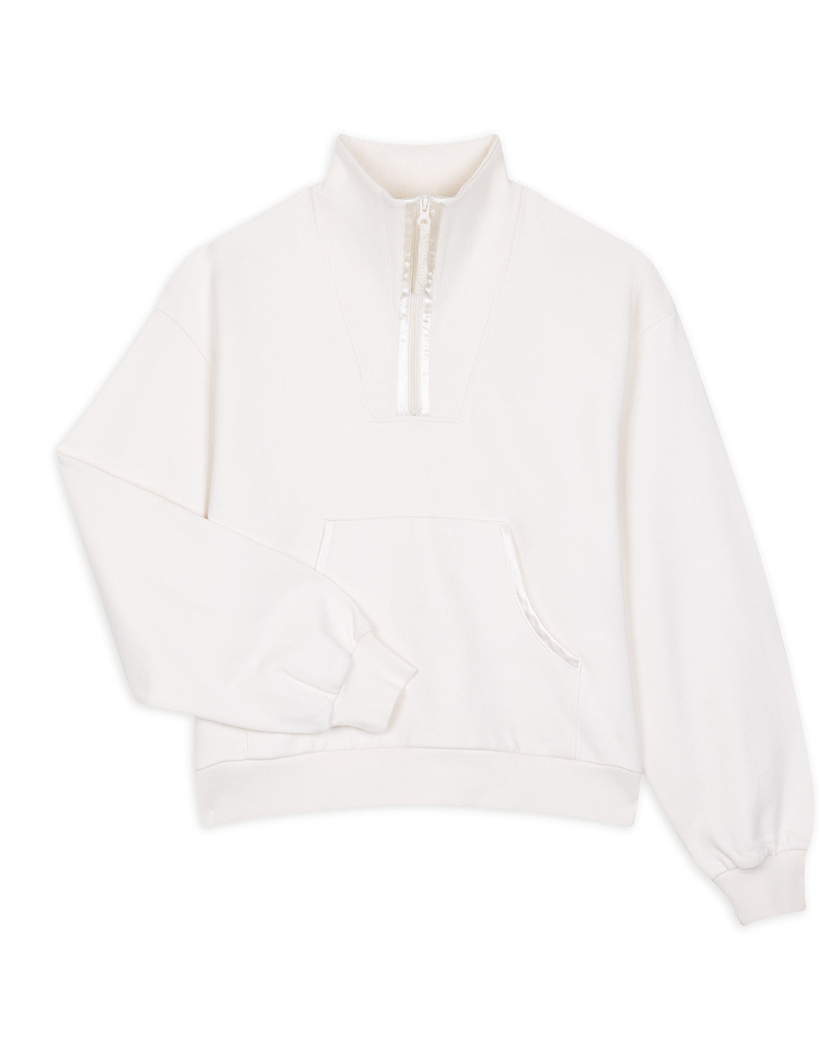 Organic Cotton Quarter Zip Funnel Sweatshirt - Cream