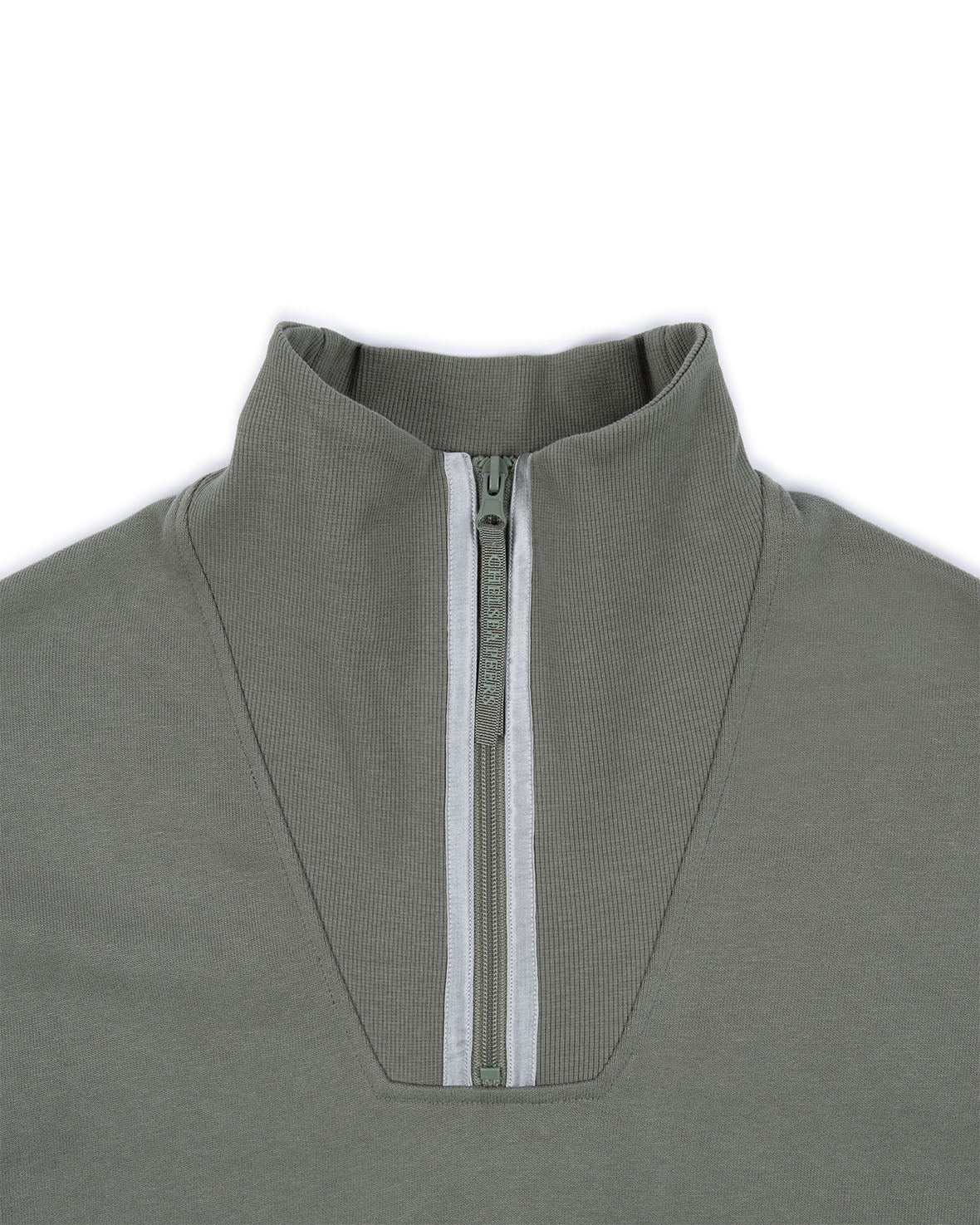 Organic Cotton Quarter Zip Funnel Sweatshirt - Sage