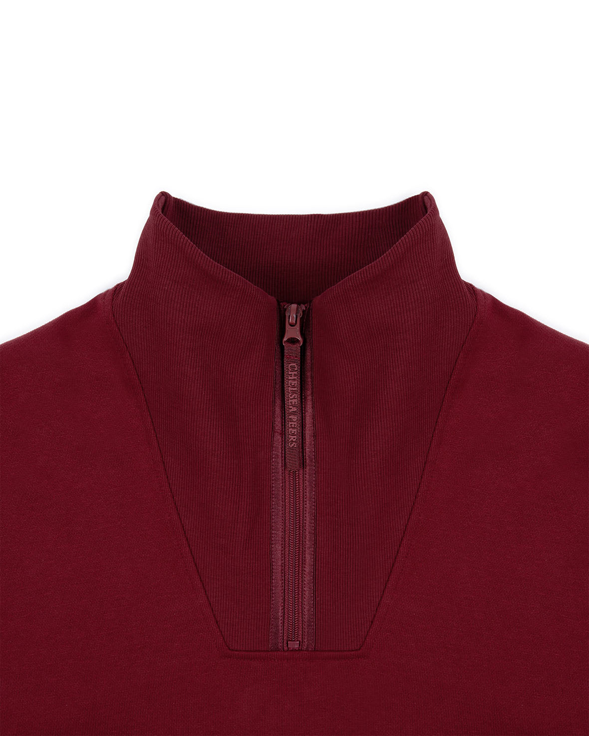 Organic Cotton Quarter Zip Funnel Sweatshirt - Burgundy