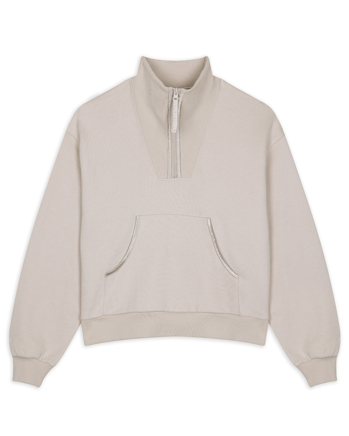 Organic Cotton Quarter Zip Funnel Sweatshirt - Stone