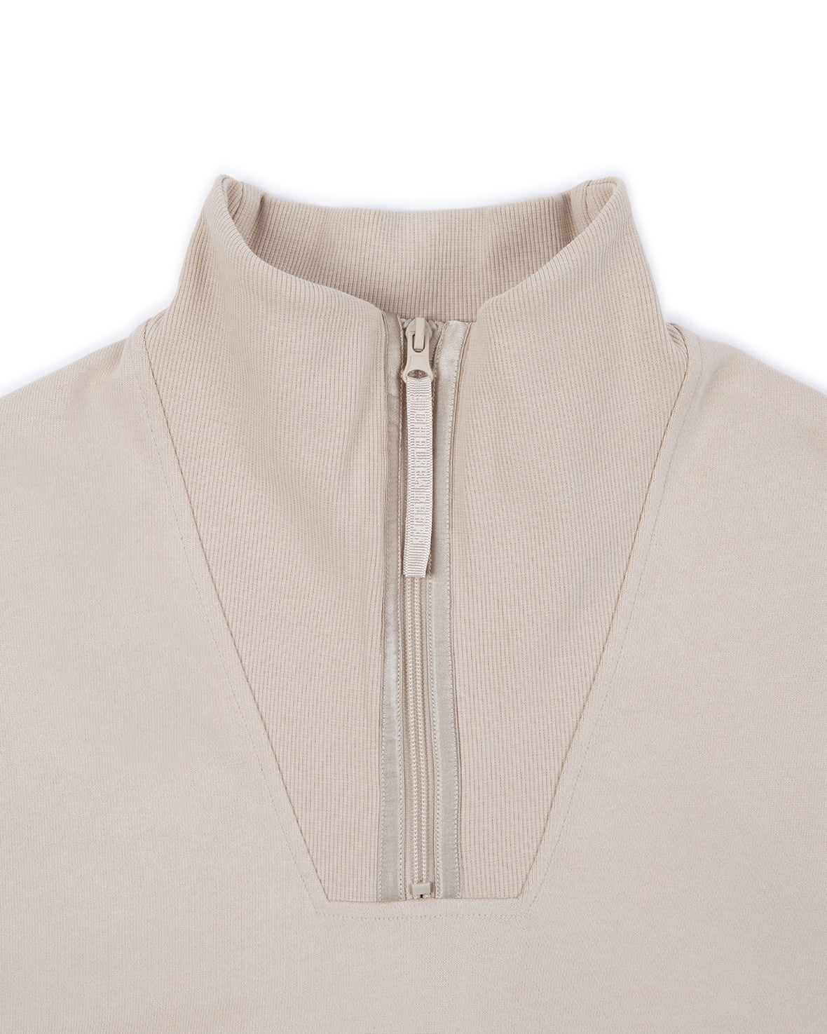 Organic Cotton Quarter Zip Funnel Sweatshirt - Stone