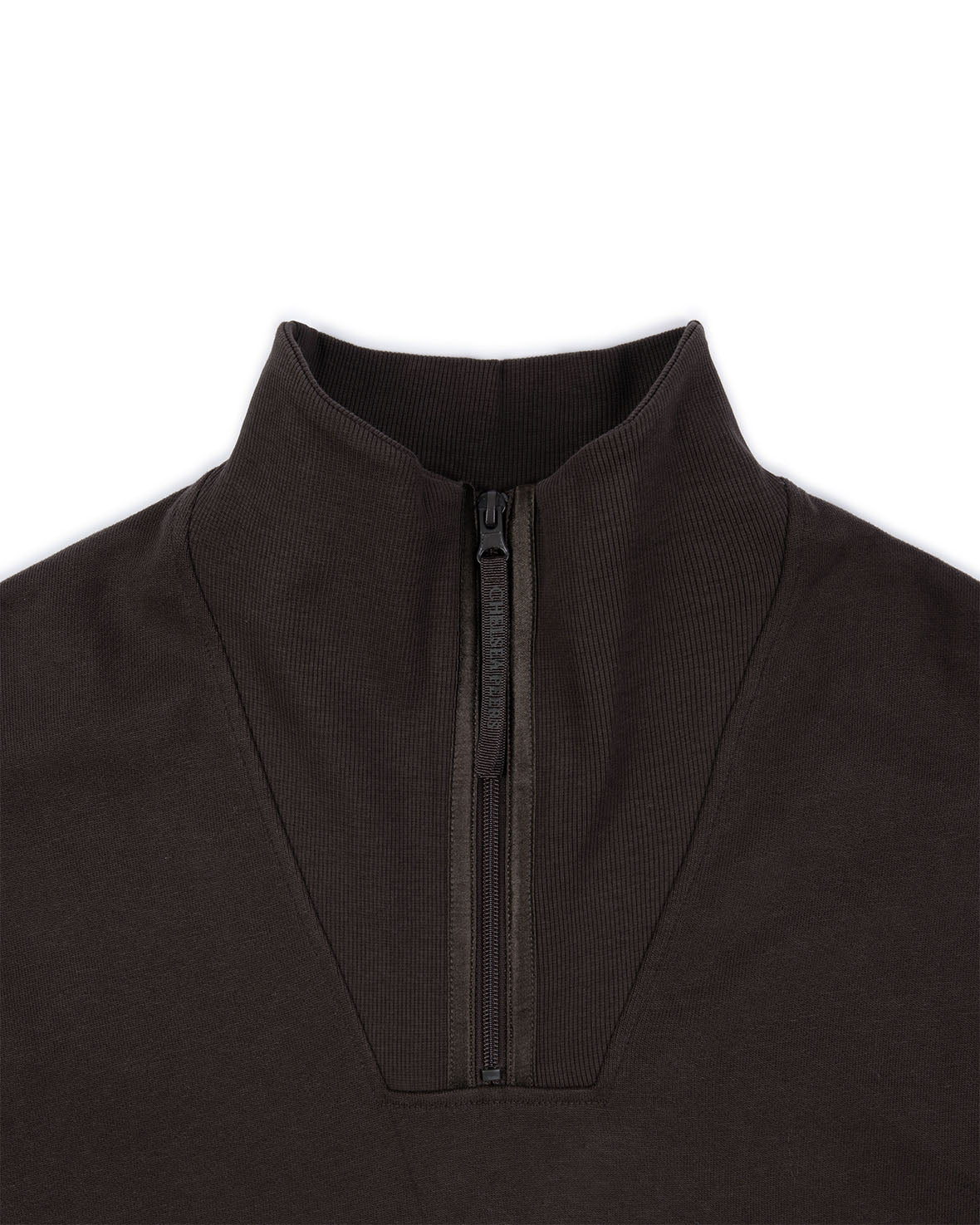 Organic Cotton Quarter Zip Funnel Sweatshirt - Brown