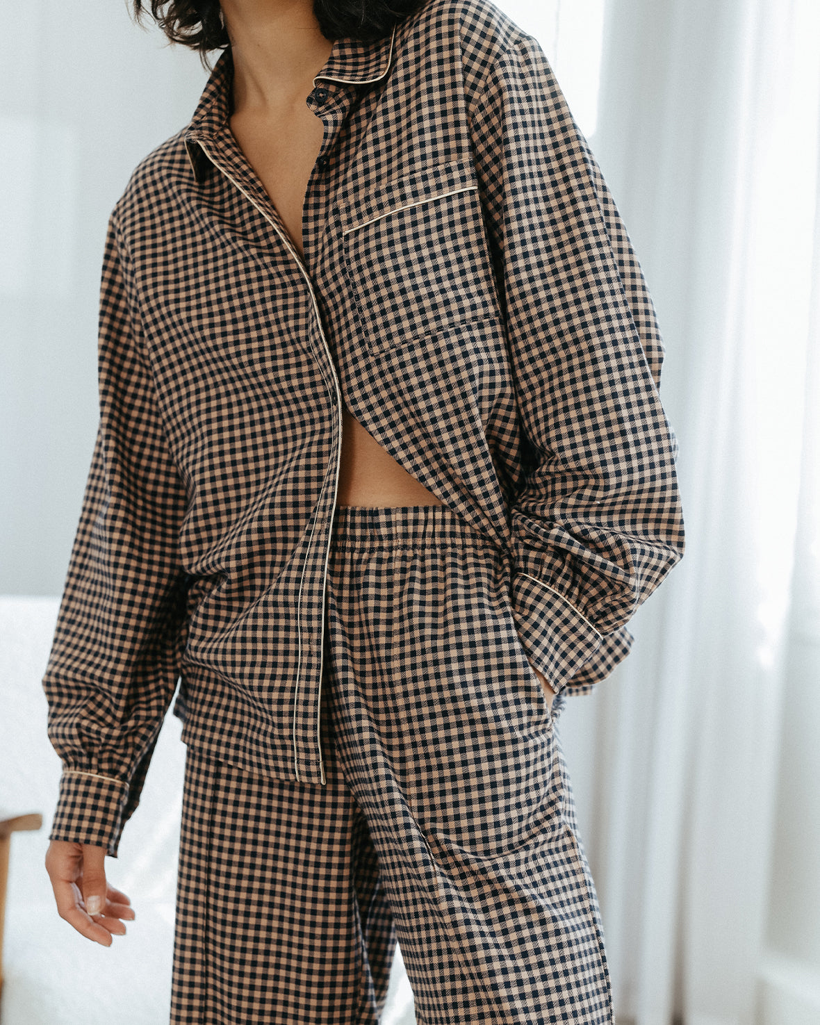 Organic Cotton Gingham Check Long Pyjama Set