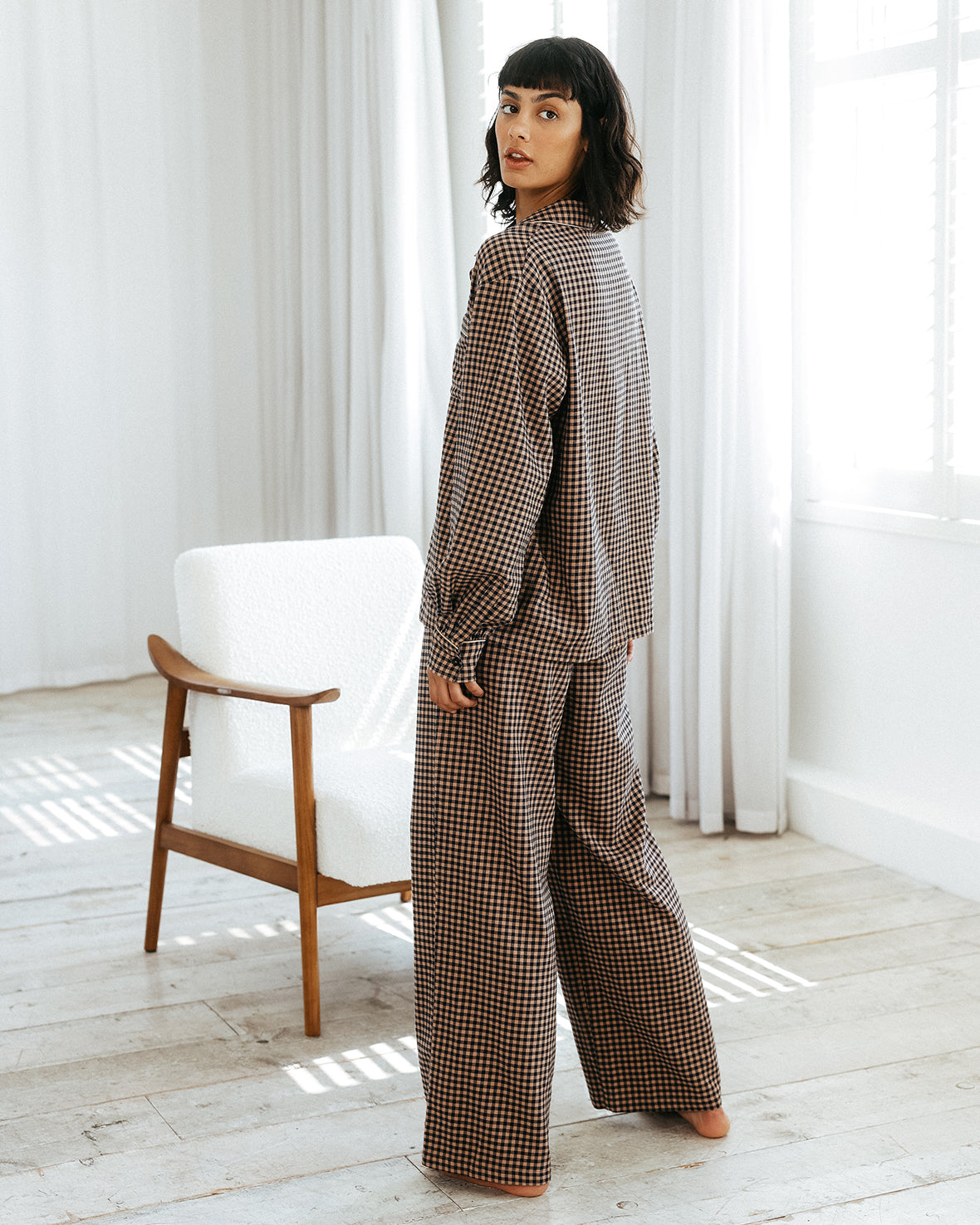 Organic Cotton Gingham Check Long Pyjama Set