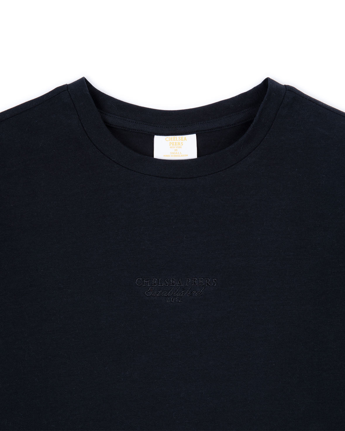 Organic Cotton Tonal Embroidered Logo Long Sleeve T-Shirt - Black