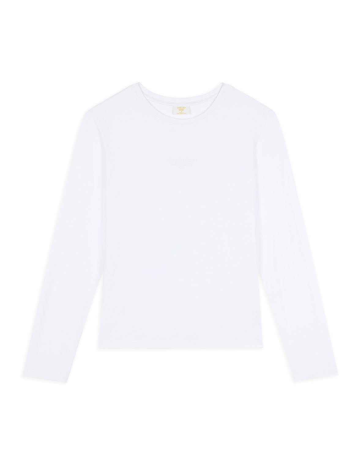 Organic Cotton Tonal Embroidered Logo Long Sleeve T-Shirt - White