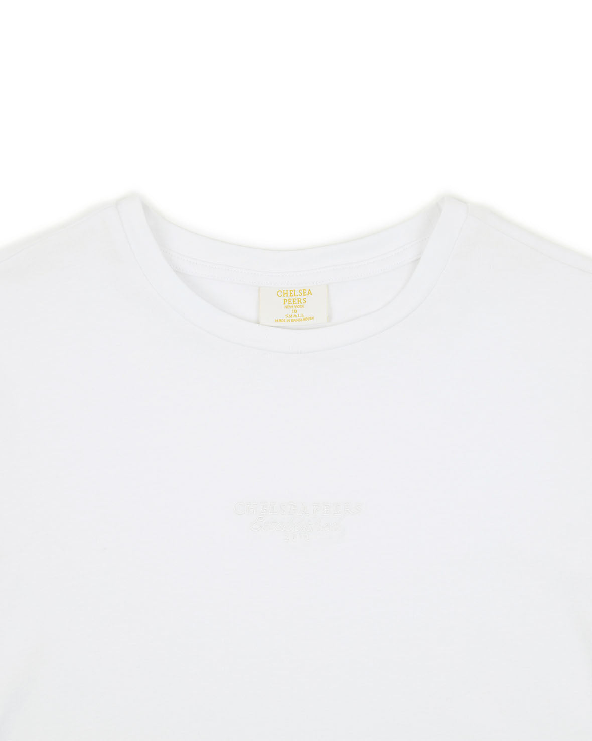 Organic Cotton Tonal Embroidered Logo Long Sleeve T-Shirt - White