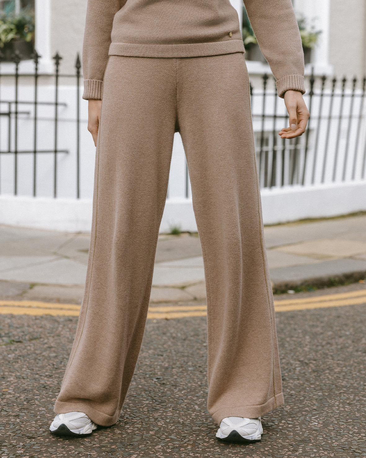 Cashmere Blend Knitted Wide Leg Joggers