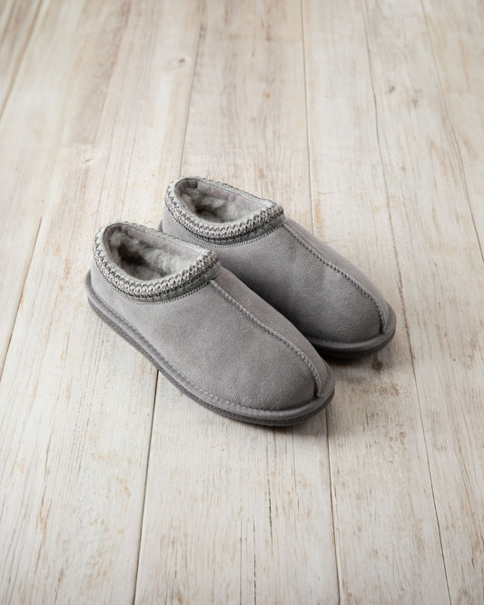 Suede Sheepskin Short Boot Slippers - Grey