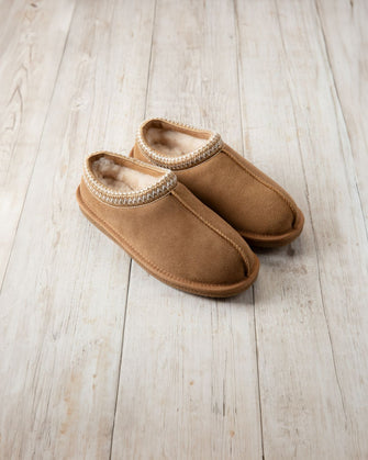 Suede Sheepskin Short Boot Slippers - Tan