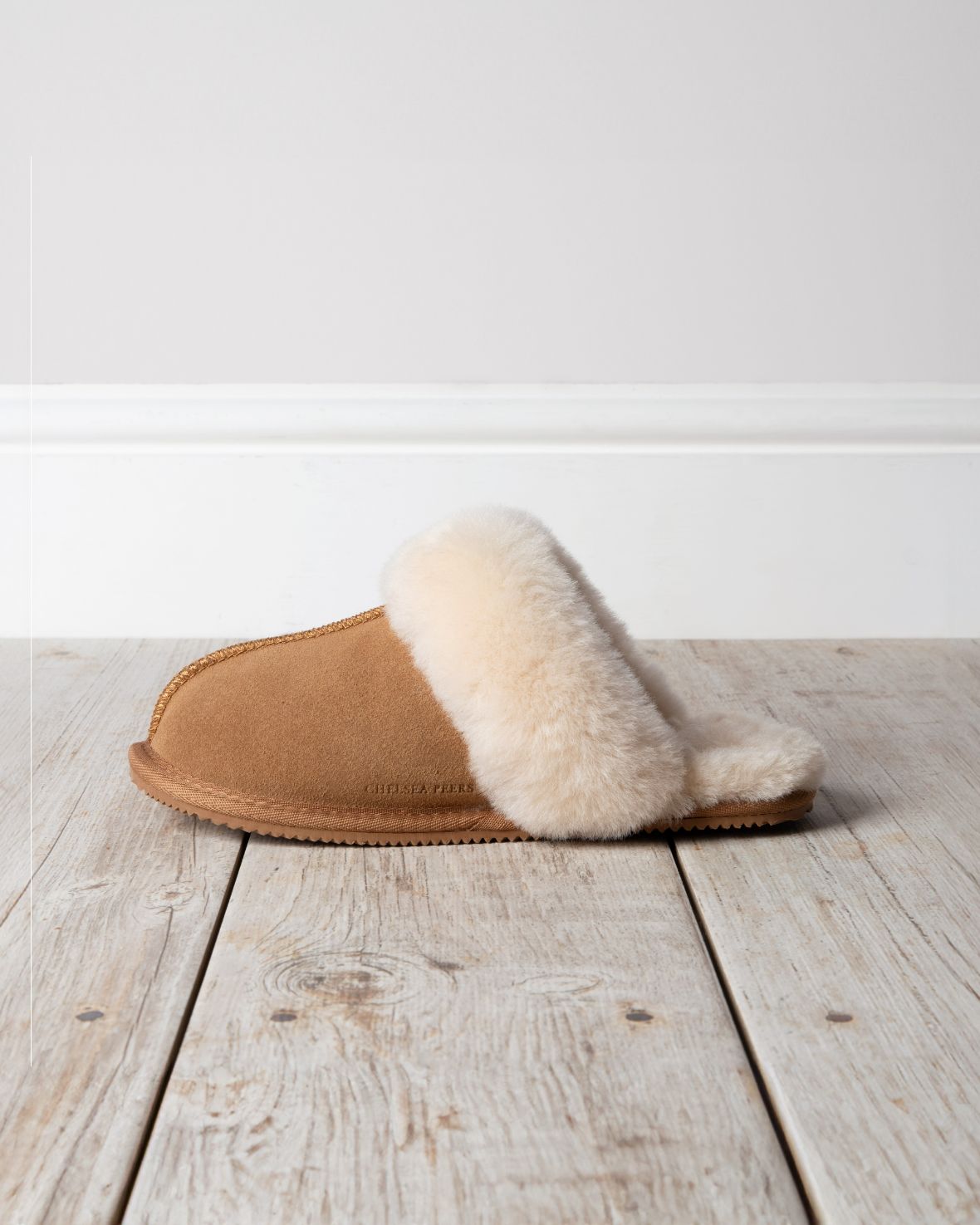 Suede Sheepskin Mule Slippers - Tan