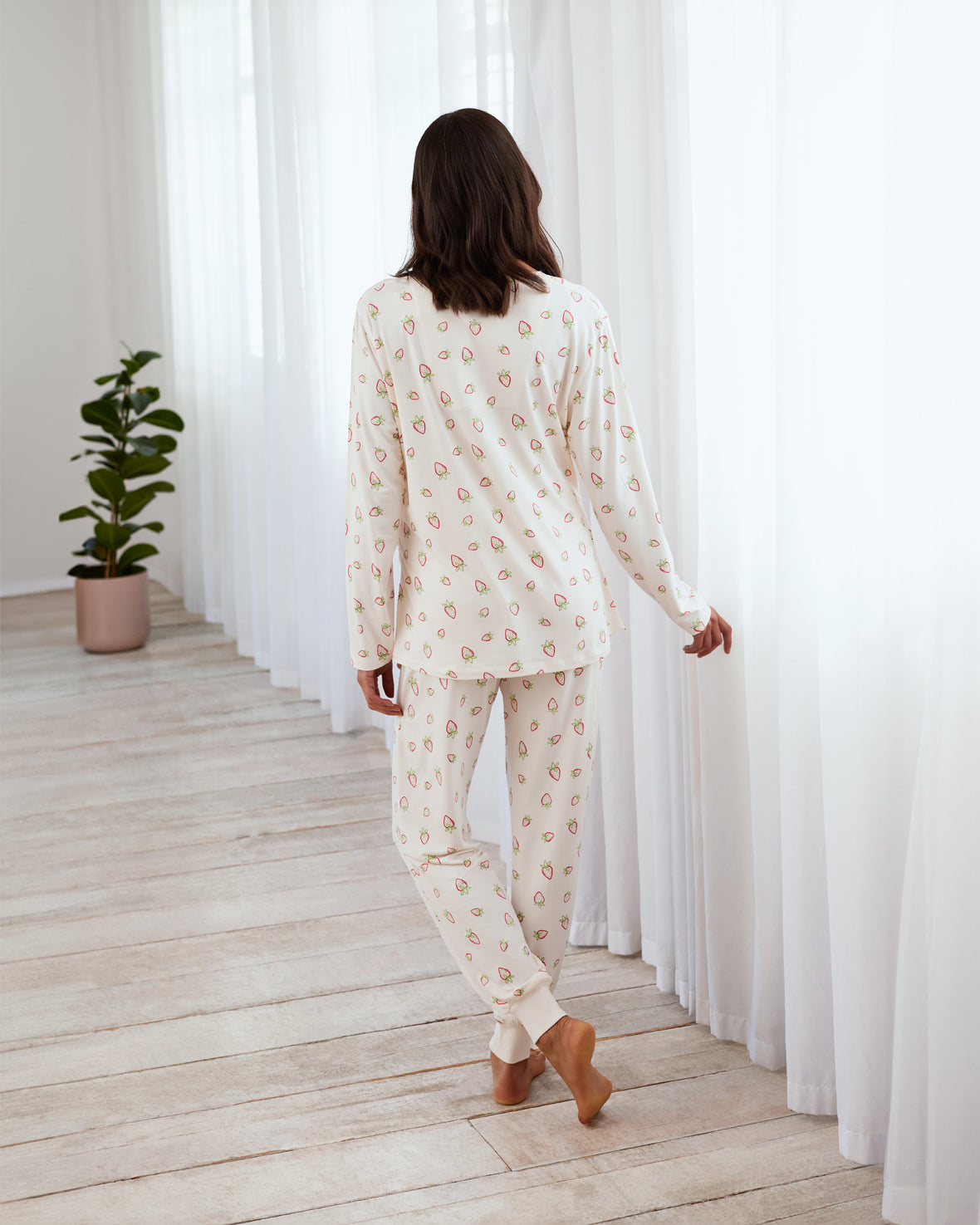 Maternity Strawberry Print Long Pyjama Set