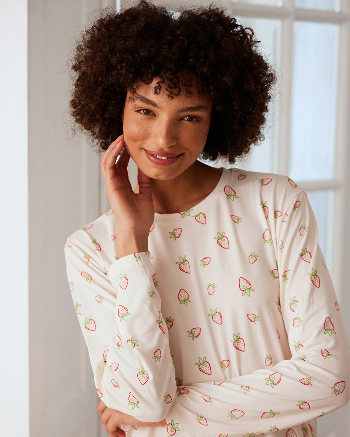 Strawberry Print Long Pyjama Set