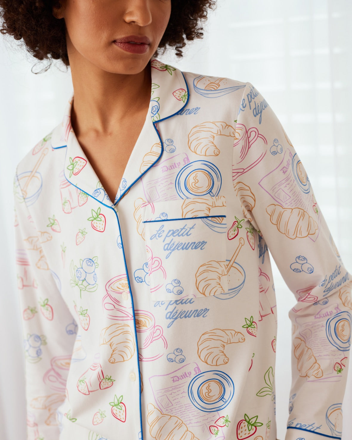 Organic Cotton Breakfast Print Long Pyjama Set