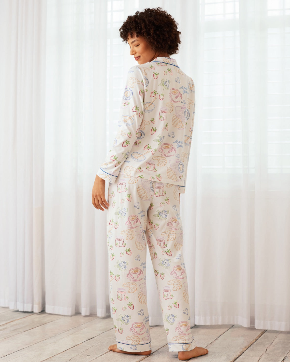 Organic Cotton Breakfast Print Long Pyjama Set