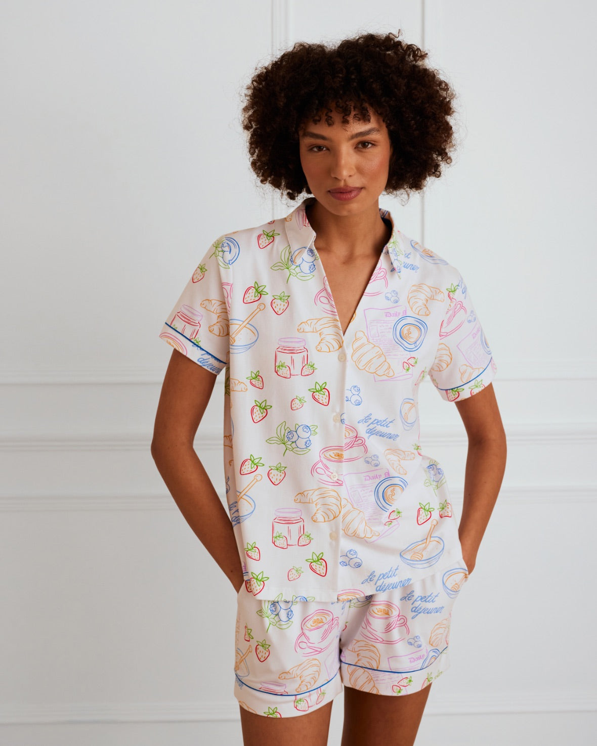 Organic Cotton Breakfast Print Short Pyjama Set