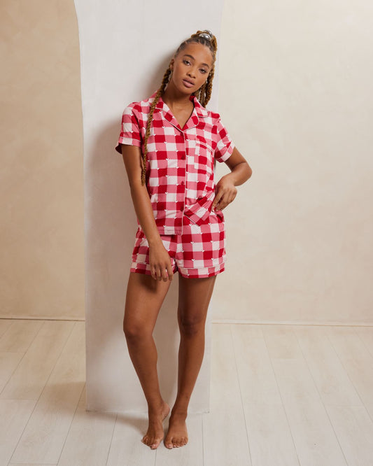 Gingham Heart Print Short Pyjama Set