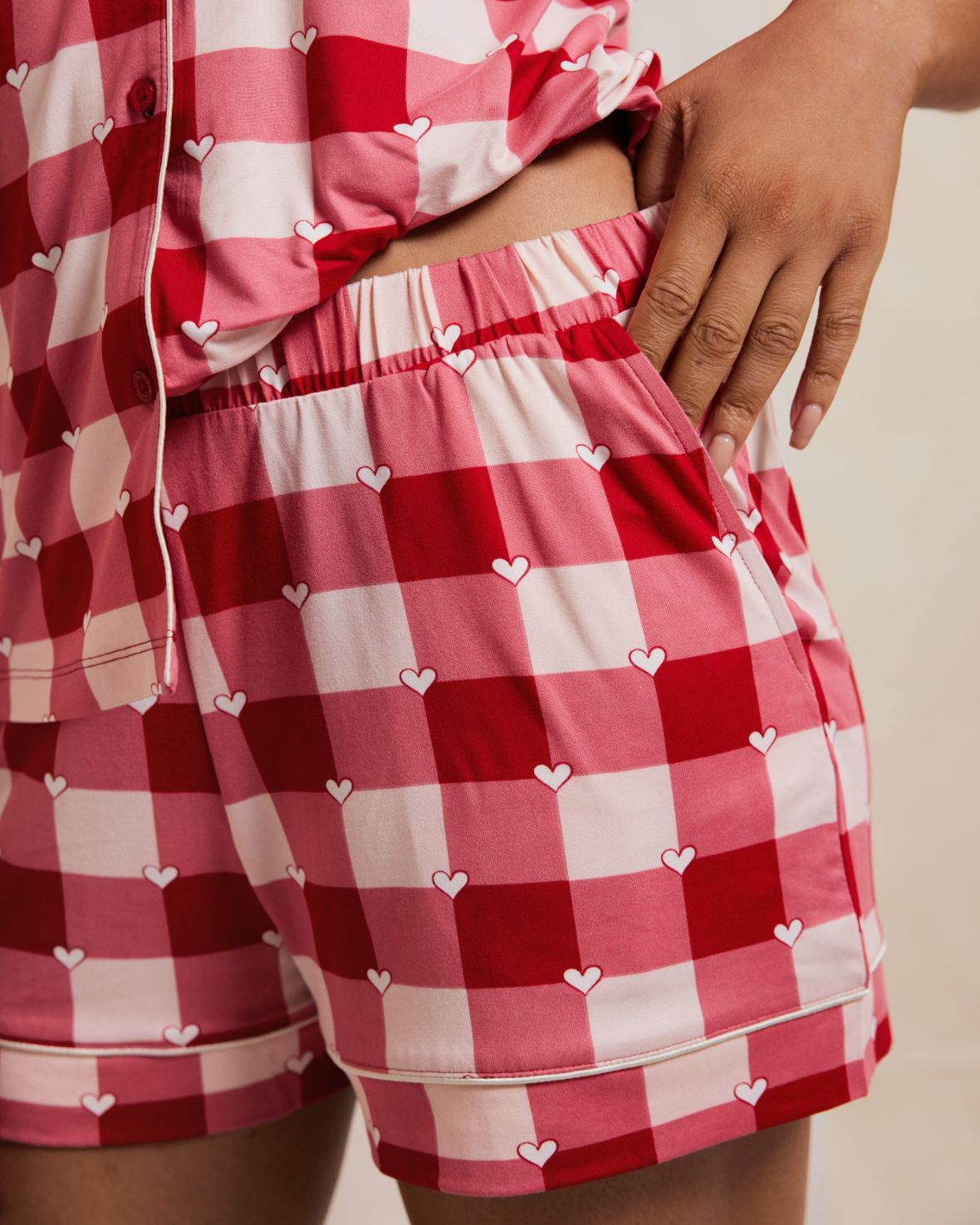 Gingham Heart Print Short Pyjama Set