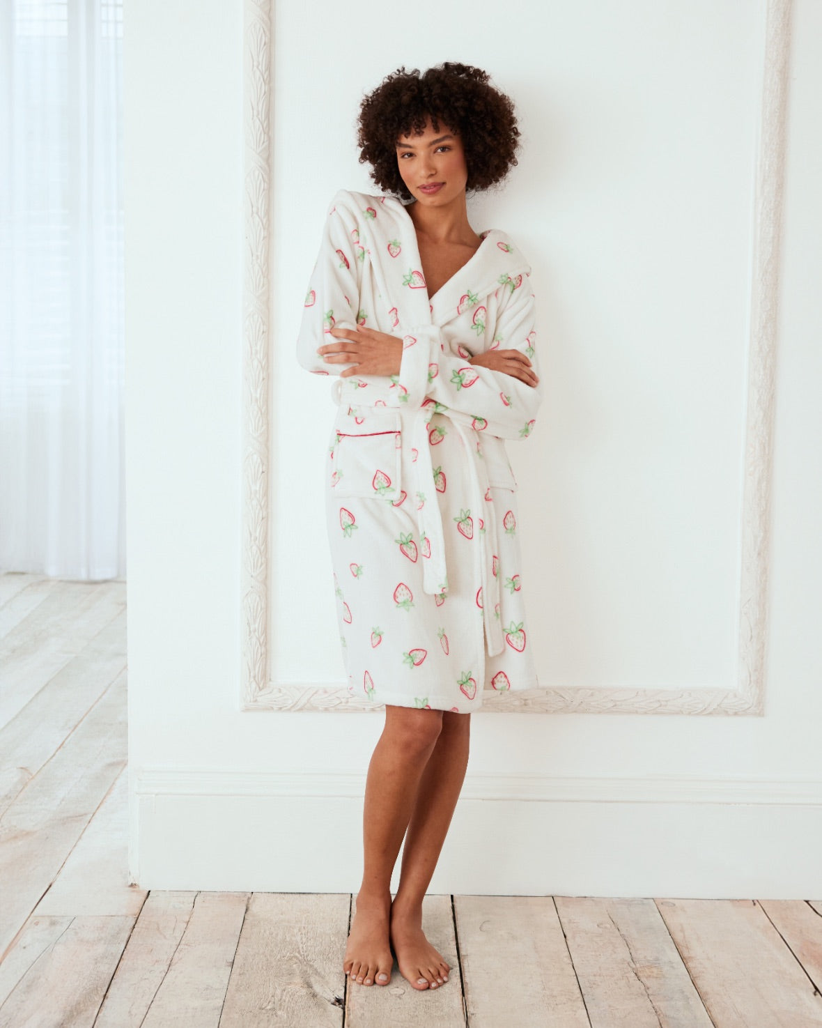 Fleece Strawberry Print Dressing Gown