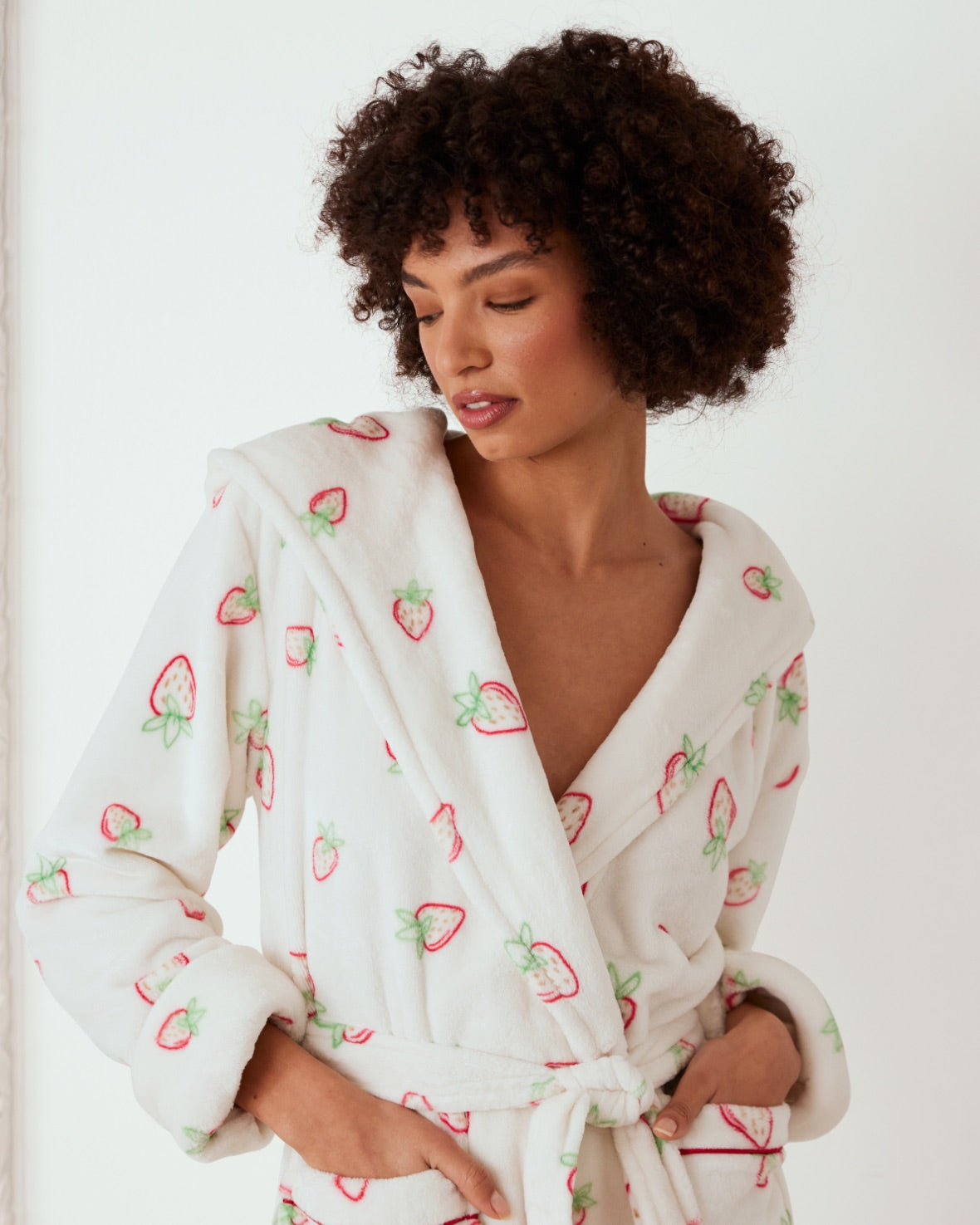 Fleece Strawberry Print Dressing Gown