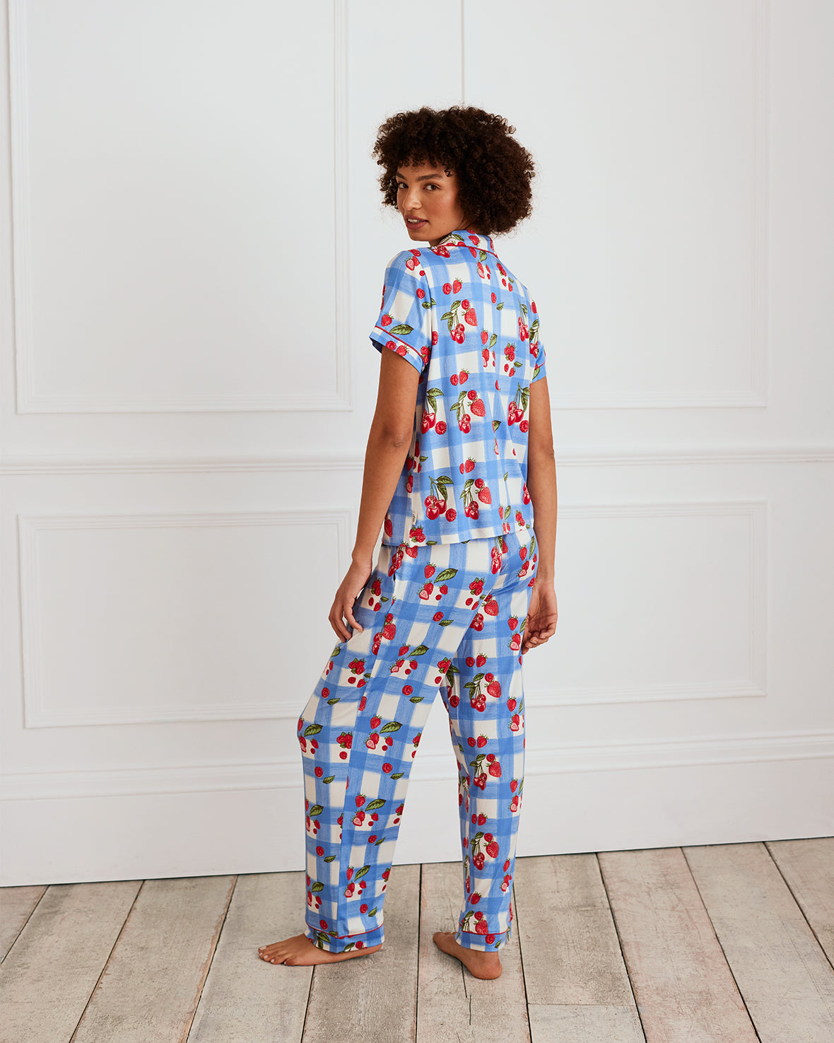 Berries & Gingham Print Long Pyjama Set