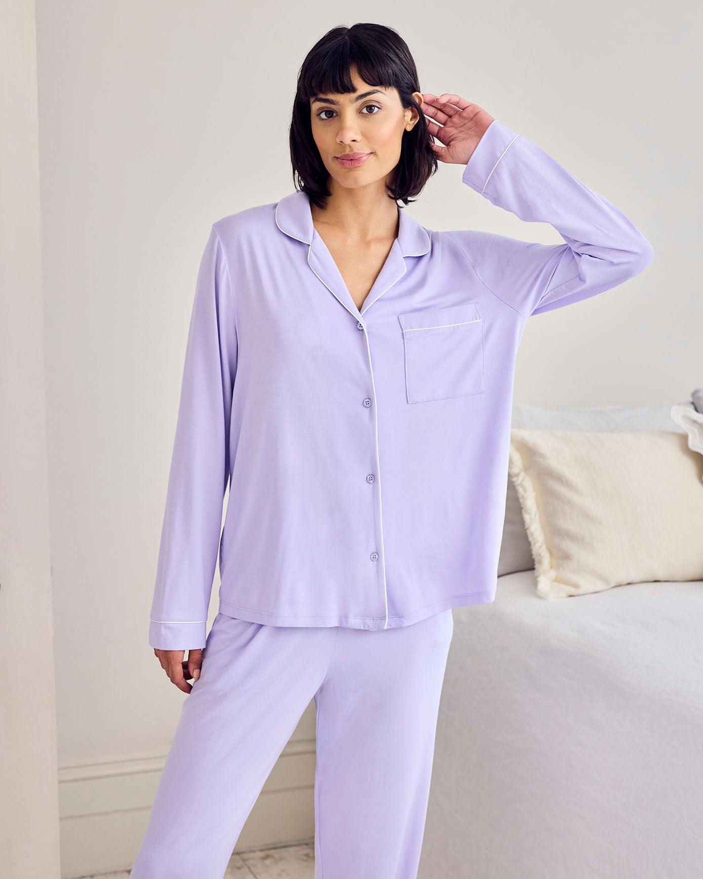 TENCEL™ Modal Long Button Up Pyjama Set - Lavender