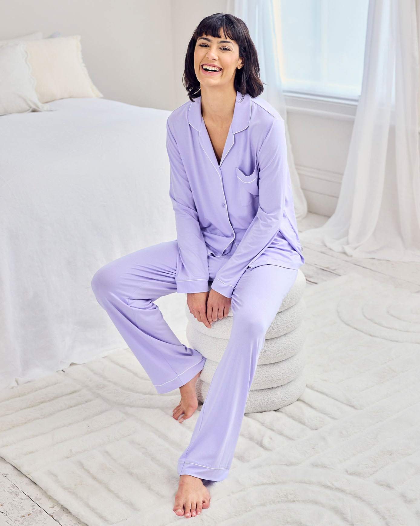 TENCEL™ Modal Long Button Up Pyjama Set - Lavender