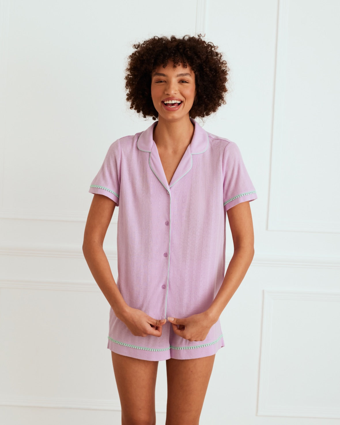 Pointelle Button Up Short Pyjama Set