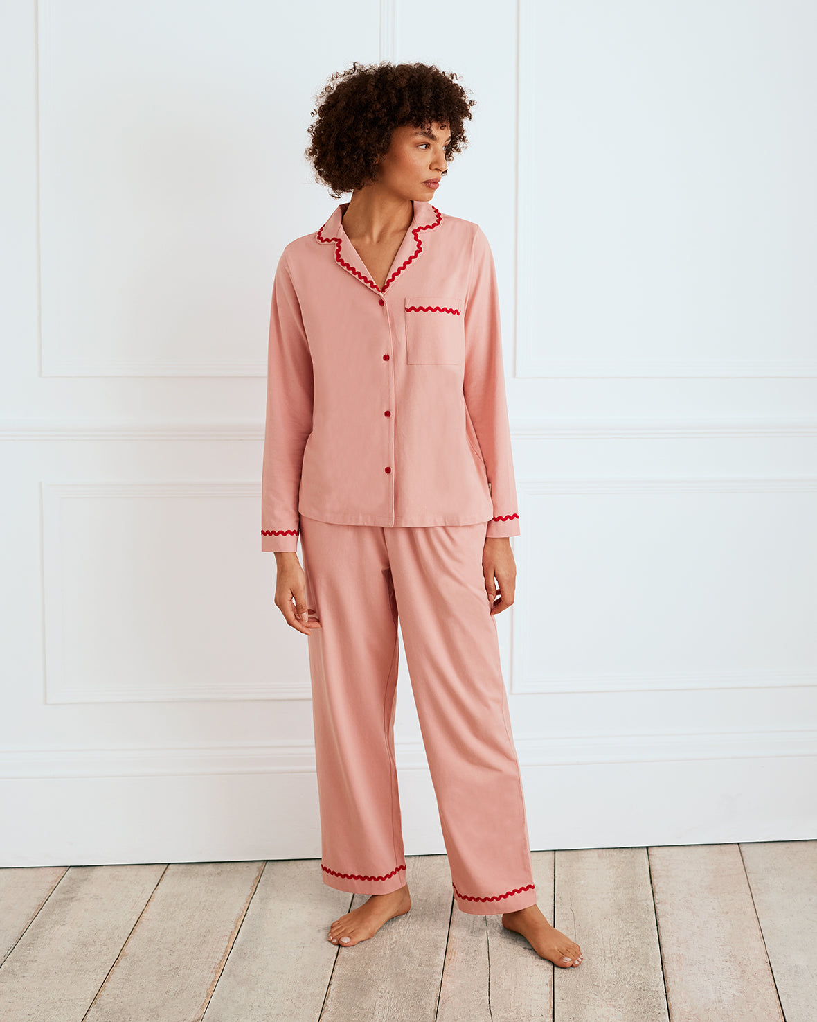 Organic Cotton Embroidered Back Good Morning Long Pyjama Set